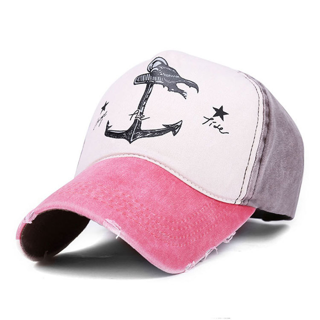 Style The Pirate Ships Anchor Printing Adjustable Washed Baseball Cap Anchor Hat Sailing Women Beach Gift Boating Yacht