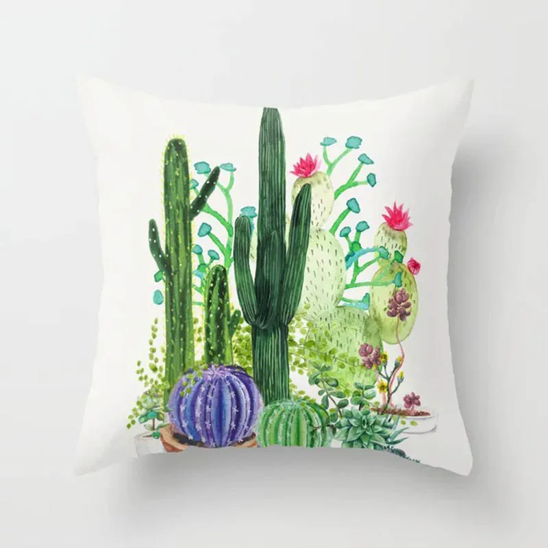 

Pillow case 45 * 45 plant cactus fleshy printed polyester pillowcase square decorative pillowcase