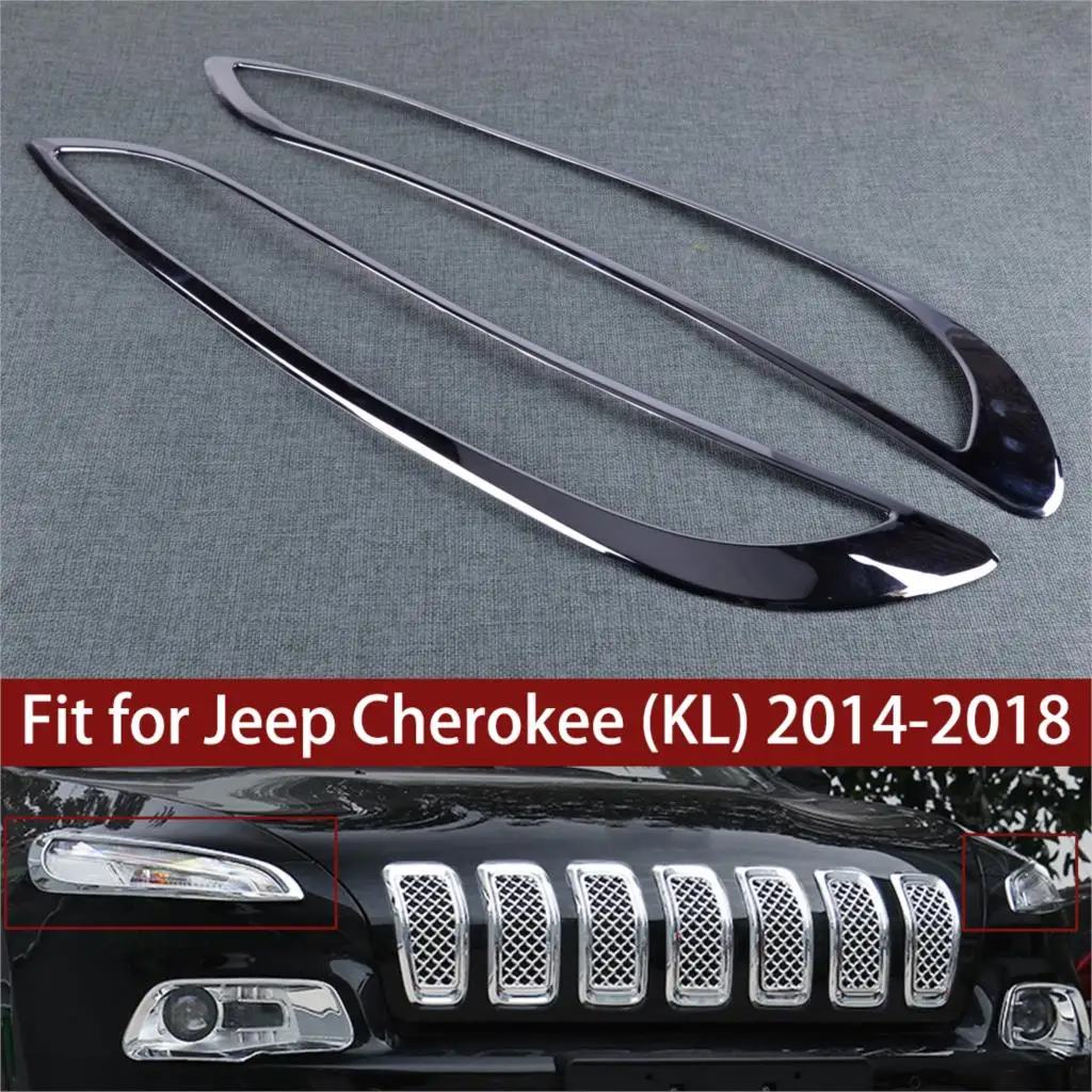 DWCX ABS Chrome Car Front Headlight Lamp Light Cover Trim Fit For Jeep Cherokee 2014 2015 2016