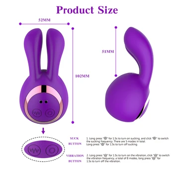 Rabbit Penis Vibrator G Spot Clitoris Massager 8 Vibration & 5 Suction Modes Vibrating Bunny Adult Sex Toys for Women Couple 4