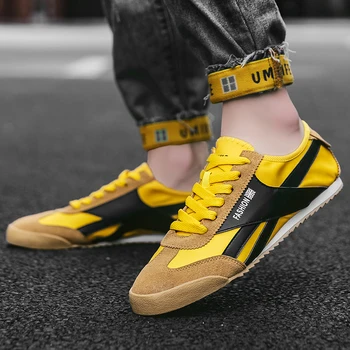 

2020 New Luxury Casual Shoes For Men Yellow Fashion Men Sneakers Rubber Non-Slip Flats Men Shoe Comfortable Walking Shoes Mens
