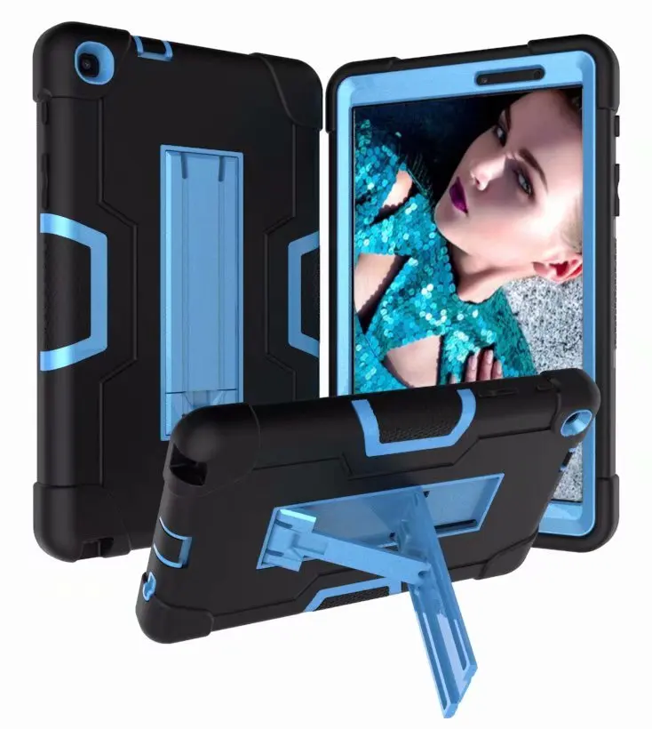 black-light blue Противоударный Гибридный чехол для Samsung Galaxy Tab A 8,0 SM-P200 SM-P205 защитный чехол для планшета - Цвет: black-light blue