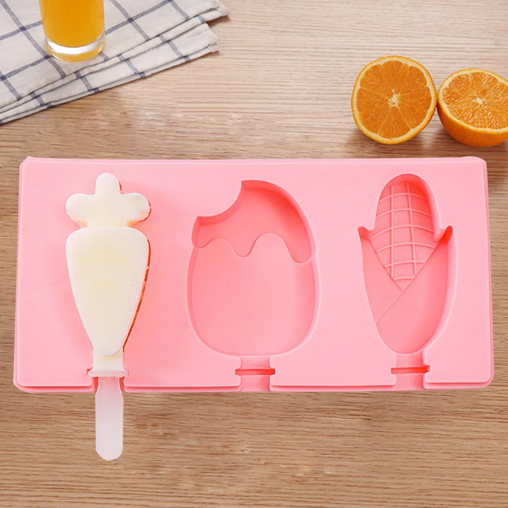 3 ячейка мороженого Lolly прессформы лоток для кухни замороженное мороженое DIY