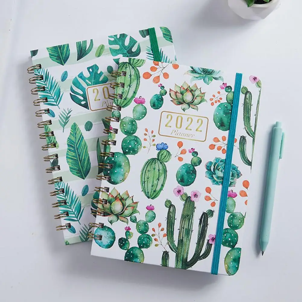 Schedule Book Premium Paper Fresh Pattern Hardcover A5 2022 Time Management English Daily Weekly Planner for Student | Дом и сад