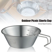 

310ml Stainless Steel Sierra Cup With Scale Portable Lightweight Camping Bowl With Folding Handle For Picnic Backpacking Hunting