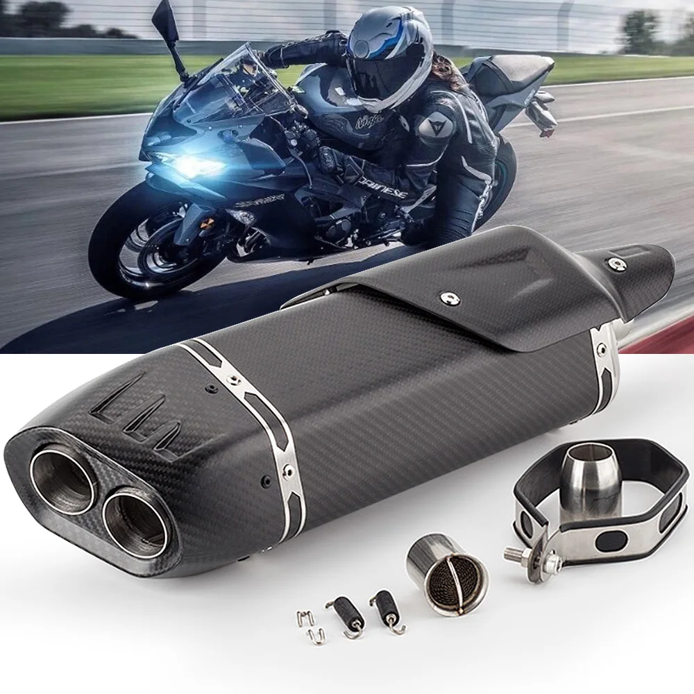 

Universal 51mm Motorcycle modified exhaust pipe escape moto carbon fiber for tmax530 xmax300 R15 R1200 Z400 gsxr750 zx6r DUKE250