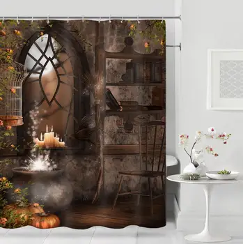 

Abstract Character landscape Shower Curtain Prints Fabric Polyester Curtains Bathroom Waterproof Bath Curtain Hook Decoration