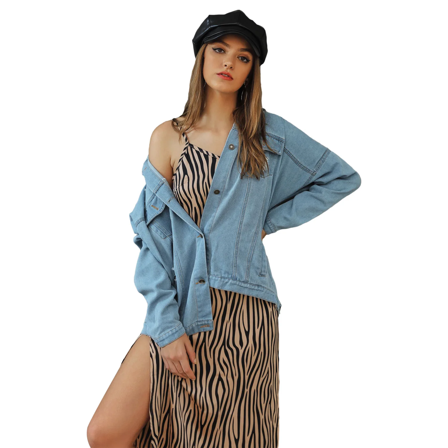 

Women Jeans Jacket Loose Ripped Holes Denim Jacket Denim Jacket