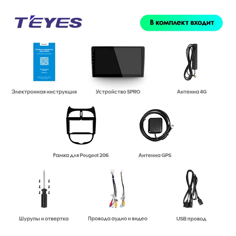 TEYES SPRO Штатная магнитола для Пежо 206 1 поколение Peugeot 206 1 1998 2012 Android 8.1, до 8-ЯДЕР, до 4+ 64ГБ 32EQ+ DSP 2DIN автомагнитола 2 DIN DVD GPS мультимедиа автомобиля головное устройство