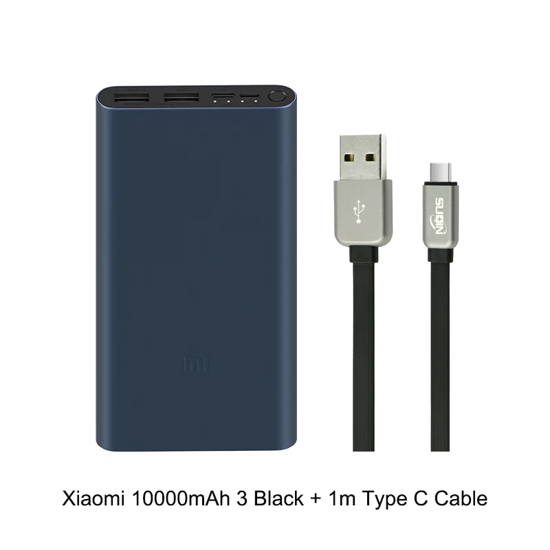 BL n Type C Cable Xiaomi Power Bank 10000 мАч 2i Быстрая Зарядка Powerbank Внешний Аккумулятор Тонкий 2-го Поколения Для iPhone Xiaomi Samsung LG HTC - Цвет: BL n Type C Cable