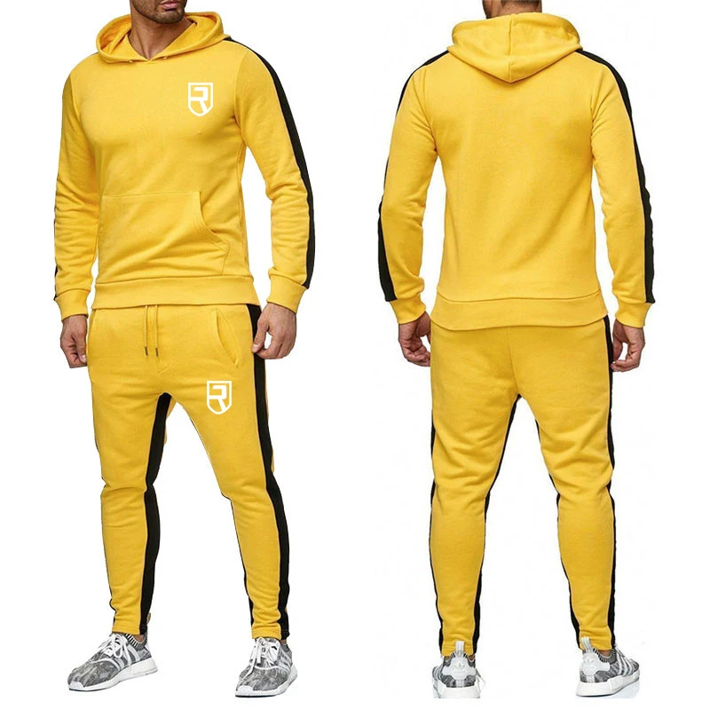 Осень-зима, мужская толстовка с капюшоном, куртка+ штаны для бега, мужские костюмы с принтом, спортивный топ с длинными рукавами, цветная брендовая одежда - Цвет: photo color
