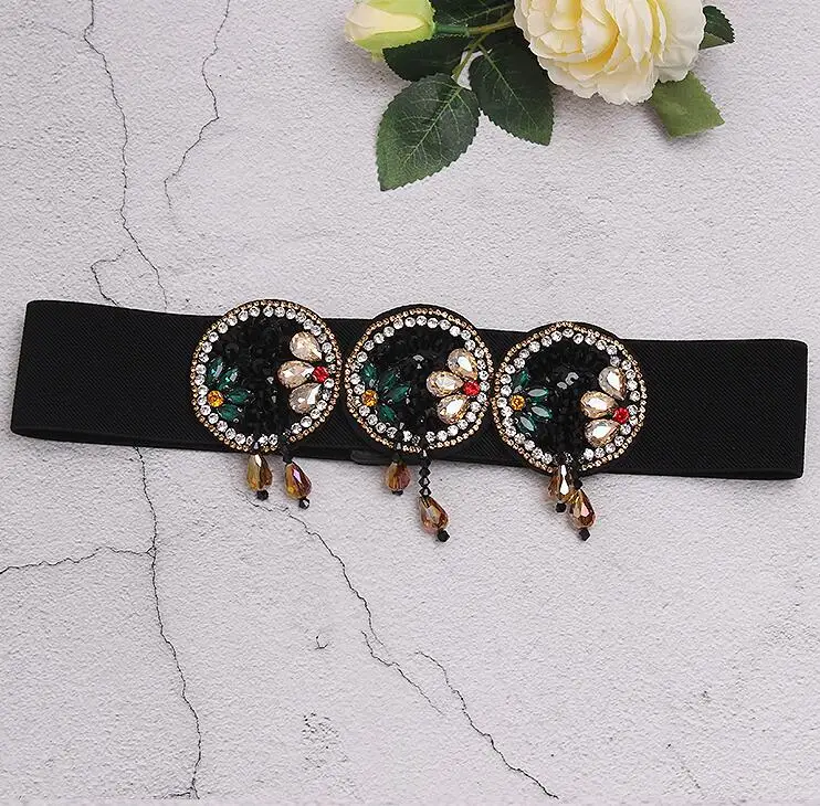 Женские Подиумные модные blingbling Стразы с бисером широкие пояса женское платье Корсеты Пояс Ремни украшения широкий пояс R2418