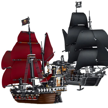 

In Stock The Black Pearl Queen Anne's Revenge Ship Boat Model Kit Building Block Moc Compatible Lepining Pirates The Caribbean
