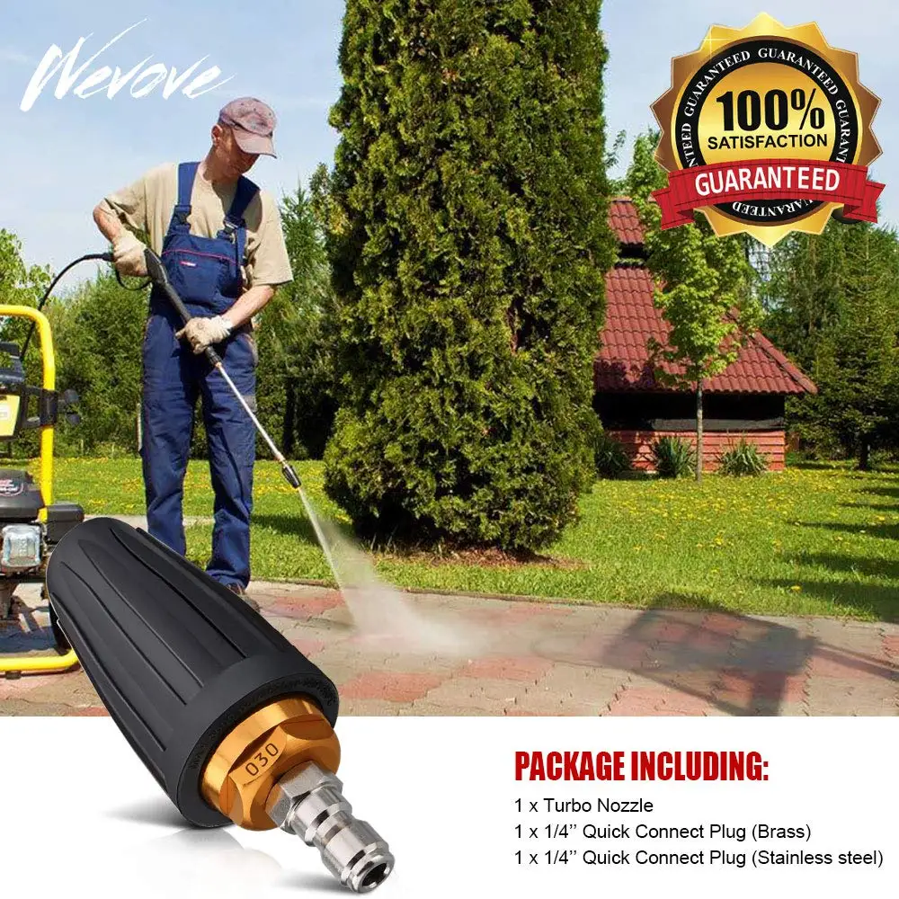 USEU 3000 Psi 360 ° вращающееся сопло мойки давления с 1/4 ''быстрое подключение для очистки автомобиля сад дорога кирпичный бетон