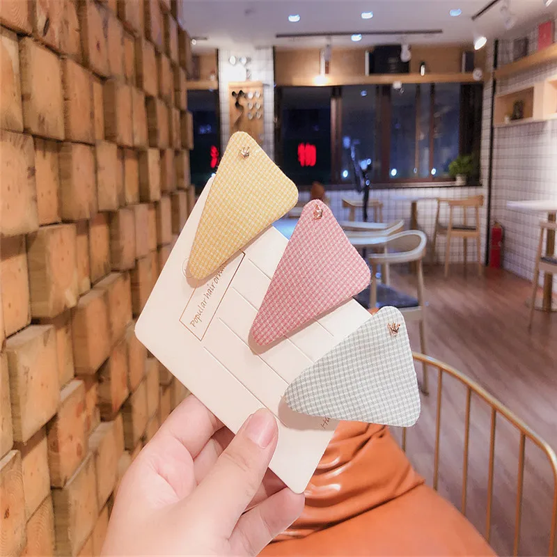 Free shipping Fashion Children color plaid cloth hairpins girl's cute hairclips kids korea style Duckbill clip hair accessories