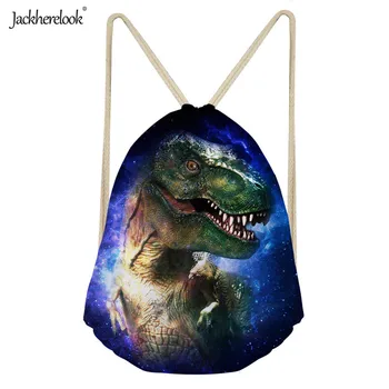 

Jackherelook Cool Shark Dinosaur Print Drawstring Bags for Boys Girls 2019 New Fashion Travel Softback Gym Sack Running Bag