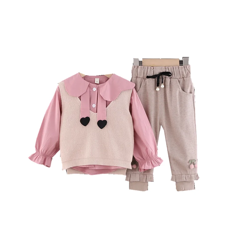 

Autumn Clothes Children Fashion Clothing Girl Lovely Vest T Shirt Pants 3Pcs/sets Spring Toddler Casual Tracksuit Infant Outfit