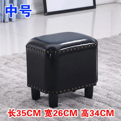 Антикварный кожаный квадратный табурет бытовой диван модный креативный silla para maquillaje туалетный стул мебель скамейка - Цвет: C 35cm26cm34cm