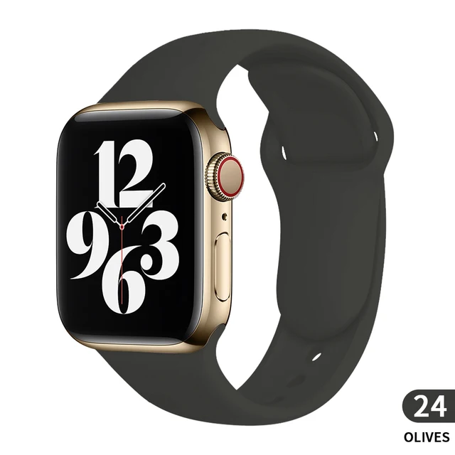 Soft Silicone Sport Band for Apple Watch SE 7 Series 44MM 40MM rubber Watchband Strap on smart iWatch 654321 42MM 38MM bracelet Olive
