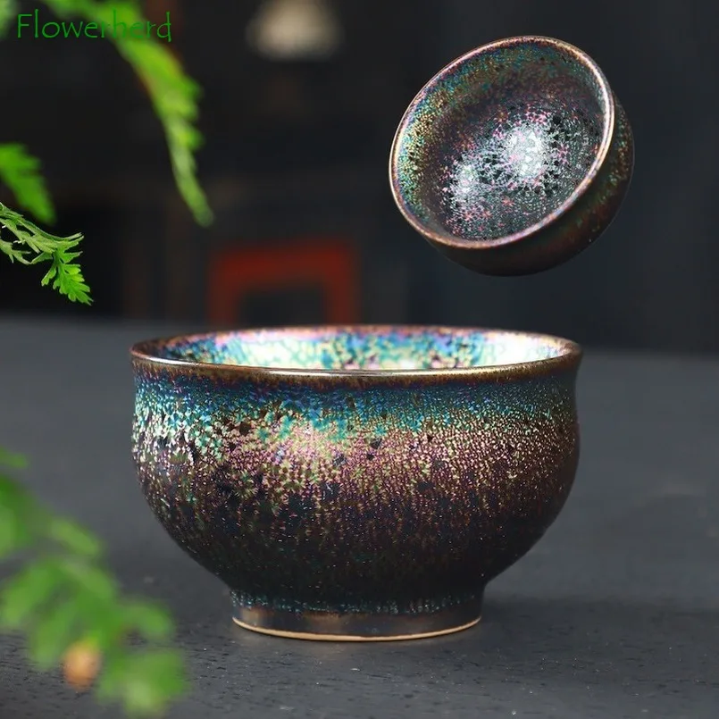 Ceramic Porcelain Tea Cup Teaware Colorful Single-cup Ceramic Kiln Becomes Master Cup Tea Bowl Master Cup Kung Fu Tea Cup
