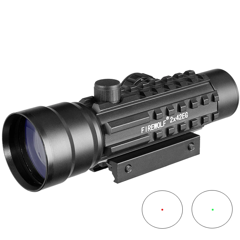 

2x42 Red Dot Scope With Rail Red Dot Sight Red/green Illuminutedfor Rifle Scope For Hunting with 11mm&20mm Rails