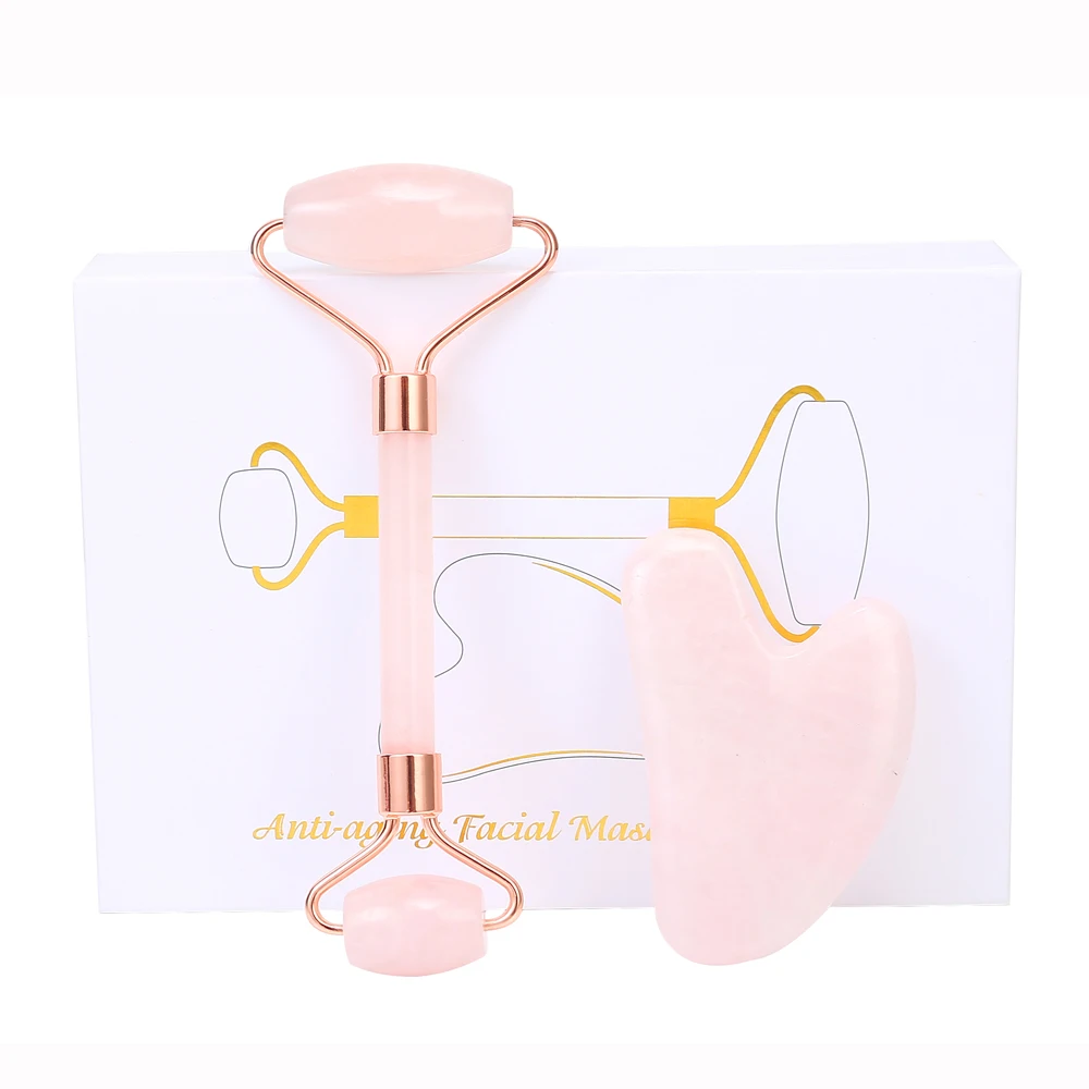 

Massager Roller Face Rose Quartz Jade Roller Face Massager Relaxation Weight Loss 100%Natural Jade Massage skin Facial Care gift