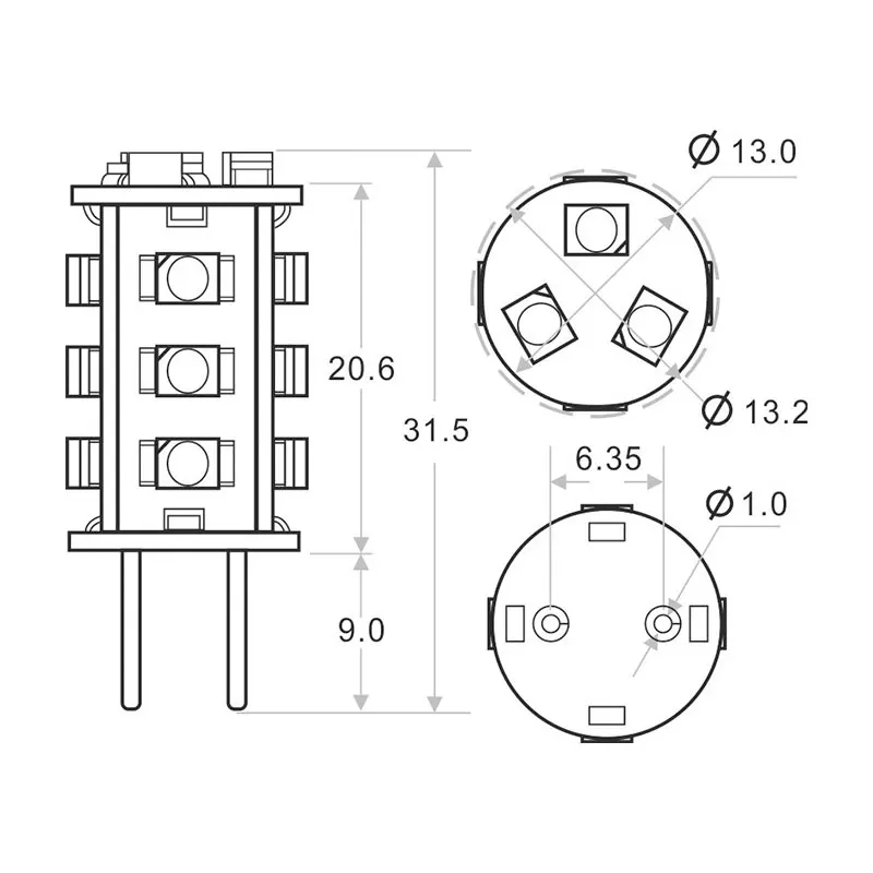 Приглушаемая Светодиодная лампа GY6.35 G6.35 светодиодная с 15 светодиодами 3528SMD 12 В