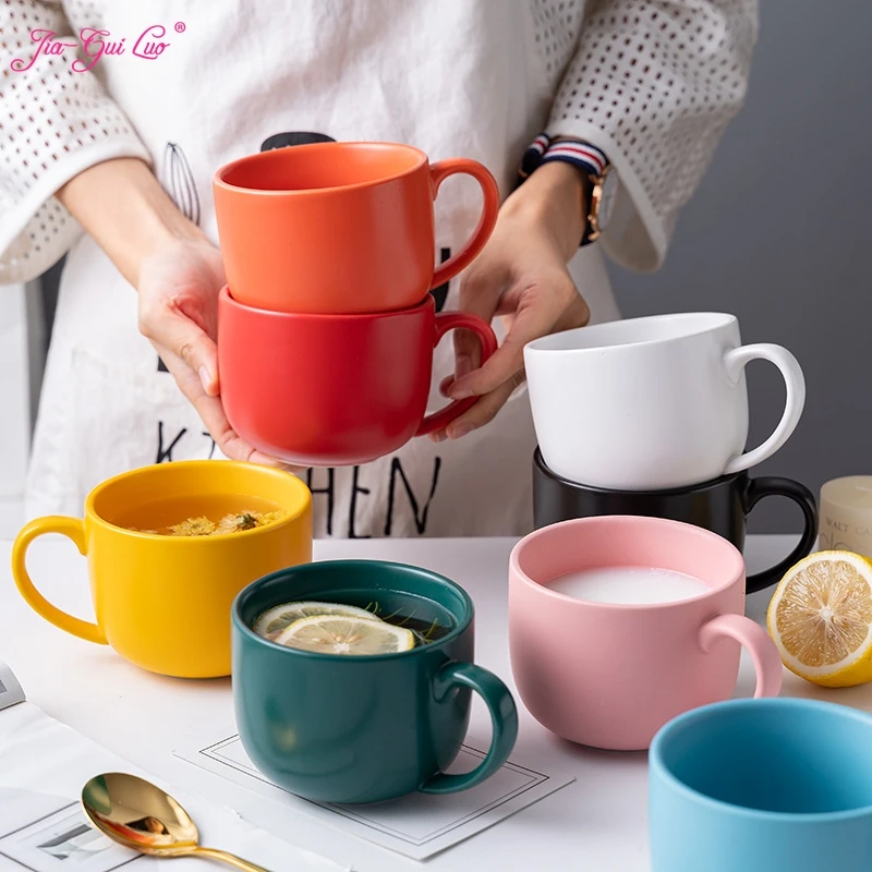 

JIA-GUI LUO Ceramic 420ML Coffee Cup Nordic Style Ceramic Breakfast Mug Creative Mug Oatmeal Mug Household Milk Mug G056