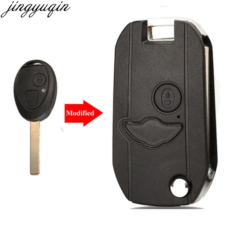 

jingyuqin Modified Car Key Shell 2 Buttons For MG BMW Mini Cooper R53 R50 S For Land Rover 75 X3 X5 Z3 Z4 E34 E36 E39 E46
