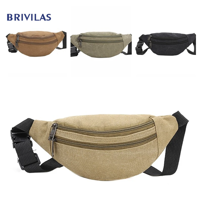 Fashion Bag Belt-Bag Fanny-Pack Phone-Pouch Canvas Brivilas Sports Casual for Men
