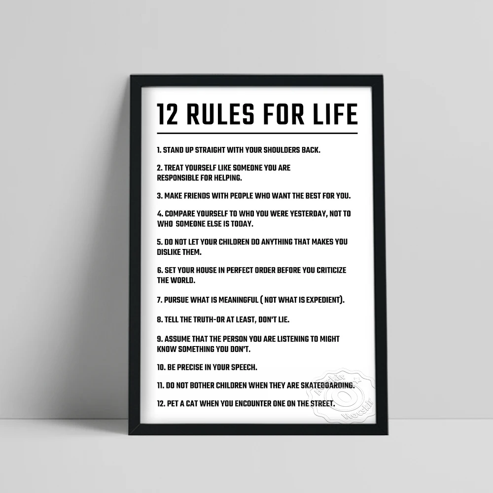 Dodici Poster Di Regole Della Vita, Jordan Peterson 12 Principi Wall Art, Educazione Motivazionale Vita Stampe D'Arte Bianche, Regalo Insegnante