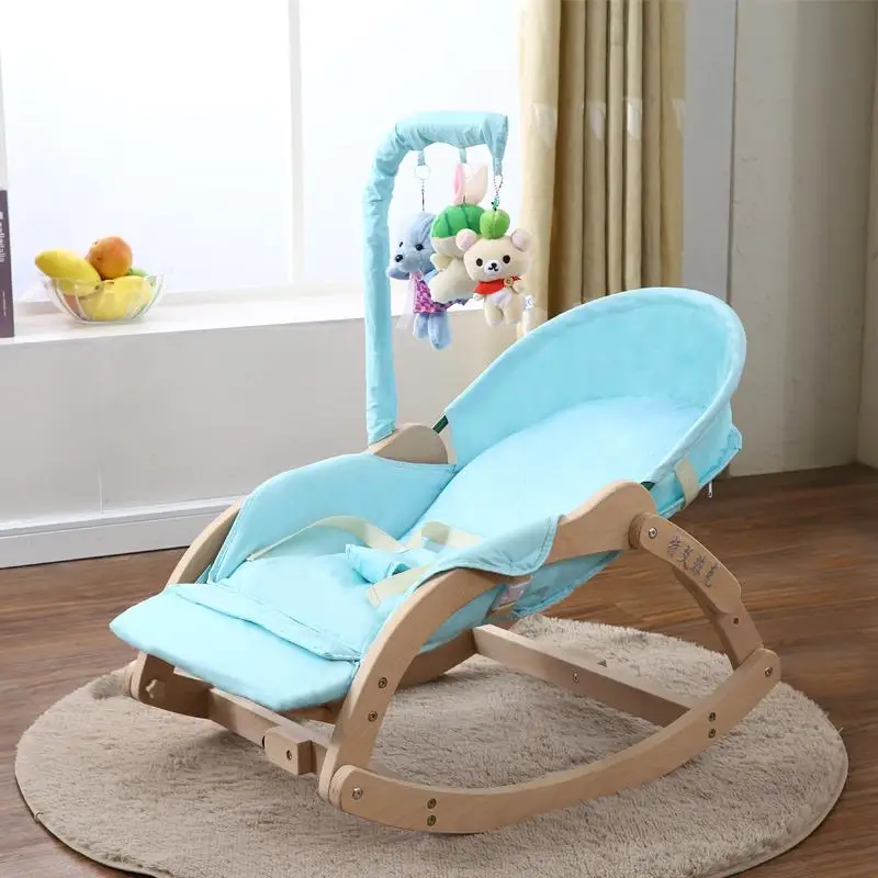 Soothing Chair Rocking Chair Baby Tremble Small Cradle Bed Solid Wood Baby Reclining Chair With Doll To Coax Doll Sleeping Artif - Цвет: G