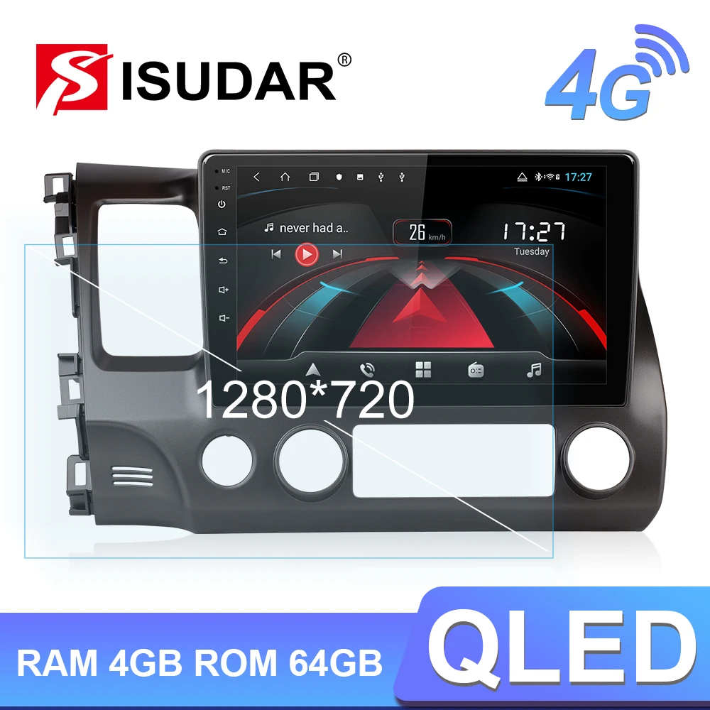 Автомобильное радио Isudar H53 4G Android 1 Din для Honda Civic 2006 2007 2008-2012 Автомобильный