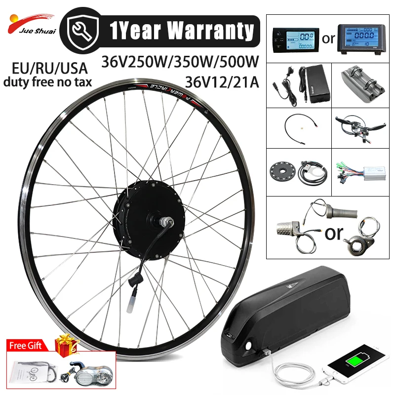 

Jueshuai Electric Bicycle Conversion Kit 250W 350W 500W Front Wheel 36V12A 21A Hailong Kettle Battery E Bike Conversion Kit
