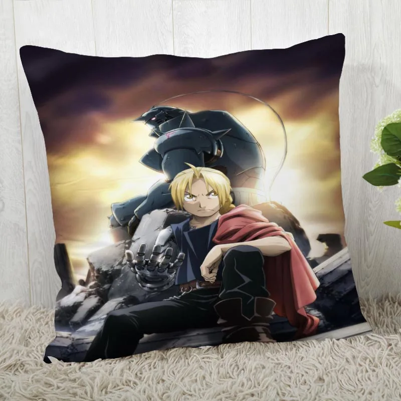 Custom Fullmetal alchemist Pillow Cases Square Pillowcase Christmas Zippered Pillow Cover 40*40cm,45*45cm(One Side