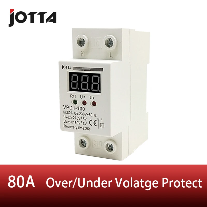 

60A 220V automatic reconnect over voltage and under voltage protection protective device relay with Voltmeter voltage monitor