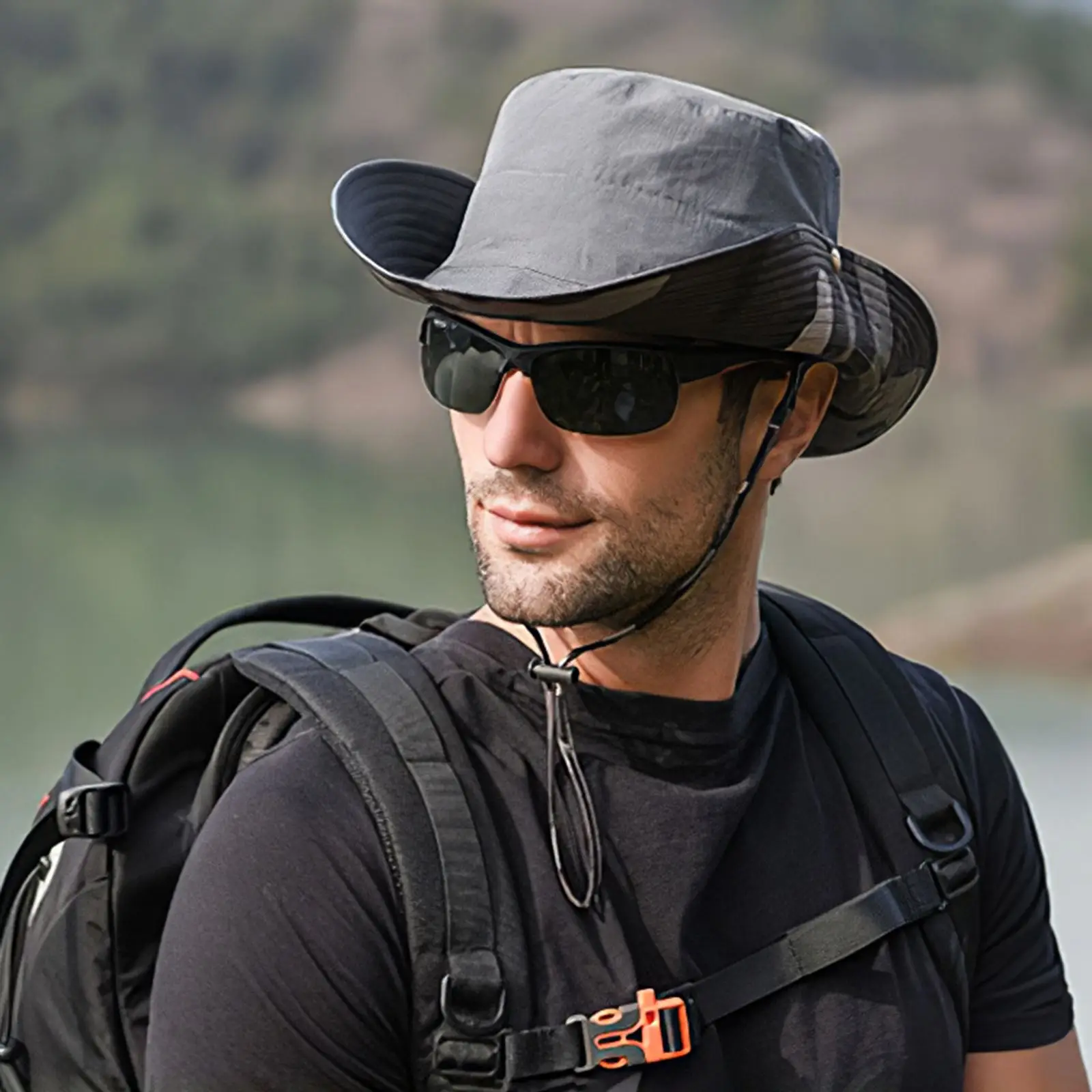 Double Sided Fish Hat Summer Sun Protection Safari Cap With Chin Strap Flexible For Gardening Hunting Camping Hiking Travel | Спорт и
