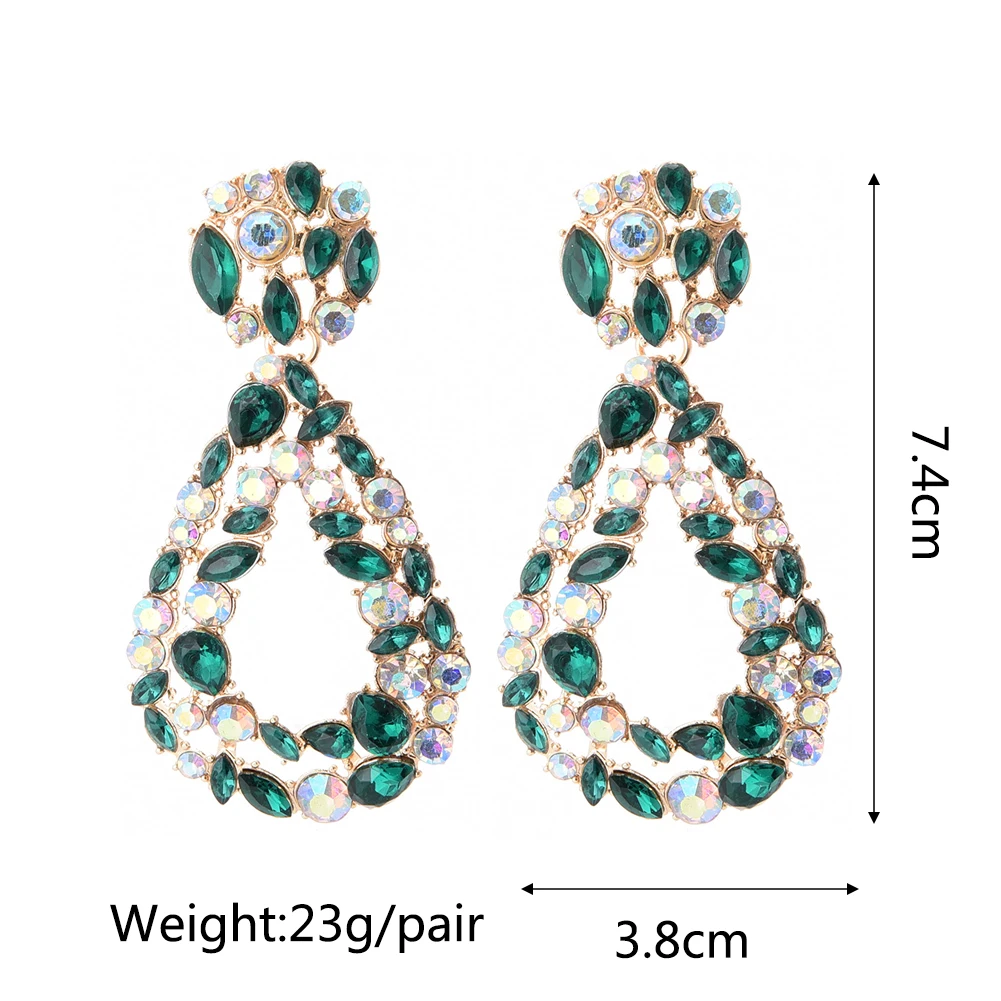Ztech New Green Series Set Earrings Designer Jewelry Crystal Tassel Za Accessories Handmake Statement Bijoux Pendientes Brincos