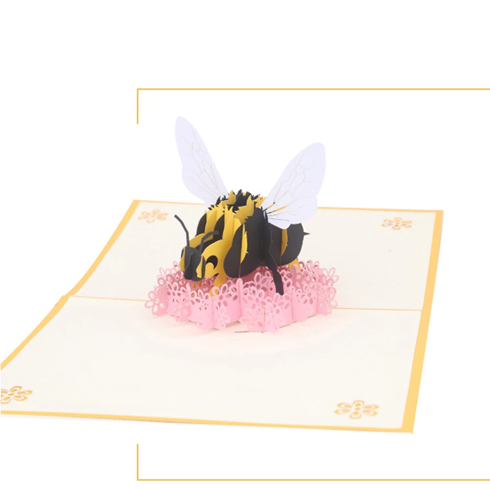  3d Handmade Greeting Card Bee Flower Birthday Cards Valentines Day Gift Birthday Wedding Invitation - 4.00029E+12