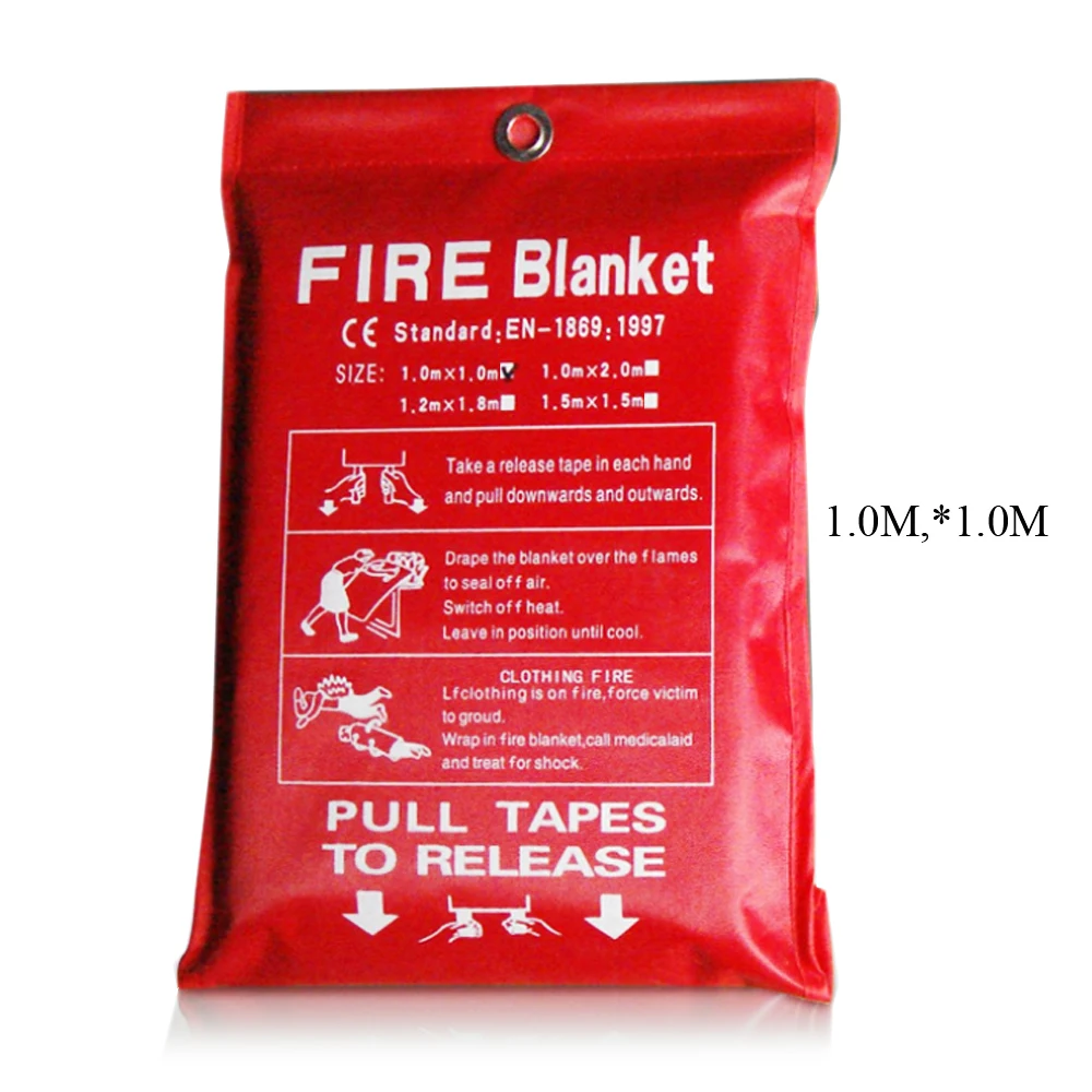 RED HOME AND OFFICE FIRE BLANKET 1M x 1M QUALITY QUICK RELEASECE APPROVED 