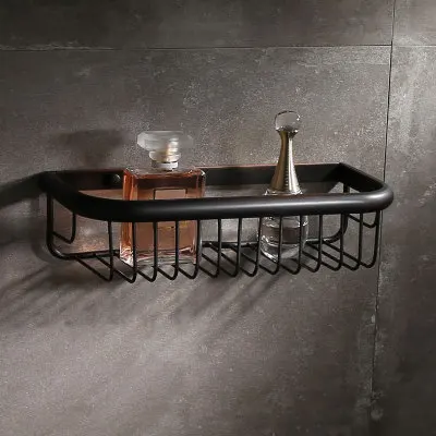 Corner Shelf Набор аксессуаров для ванной, латунный стеллаж для полотенец, угловая полка, держатель для бумаги, держатель для туалетной щетки, крючок для халата, гвоздь, черный, масло, матовый, резной - Цвет: Corner Shelf
