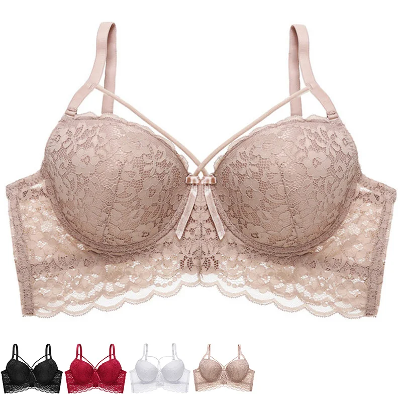 

Ultra Thin Lace Fly Bra Female Brassiere Lingerie Plus Size C D Cup Push Up Seamless Comfortable Full Coverage Unlined Bra 2019