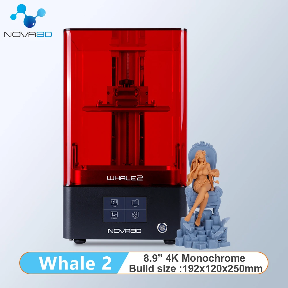 NOVA3D Whale 2 4K 3D Printer 8.9 inch MONO for Jewelry Dental Rapid Prototyping LCD UV Resin 3d Print MSLA 3D Prints Kits