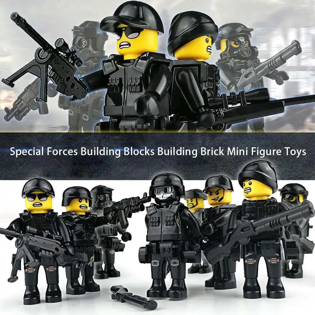 Спецназ строительные блоки Строительные кирпичные игрушечные мини-фигурки с автомобилем и оружием подарок для детей