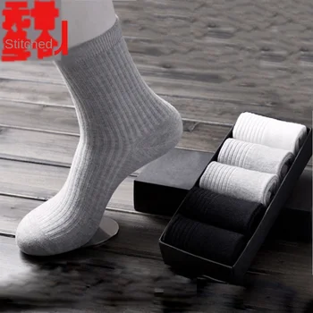 

Men's Cotton Socks Pinstripe Simple Business Men's Quick-drying Fashion Medium Tube Breathable Winter Black Long Socks Men Gift
