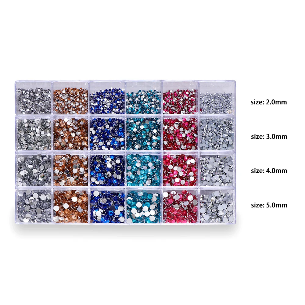 16500pcs/set Crystals Nail Rhinestones 2-5mm Flatback Colorful Glitter Gems Nail Charms Accessories DIY 3D Nail Art Decorations