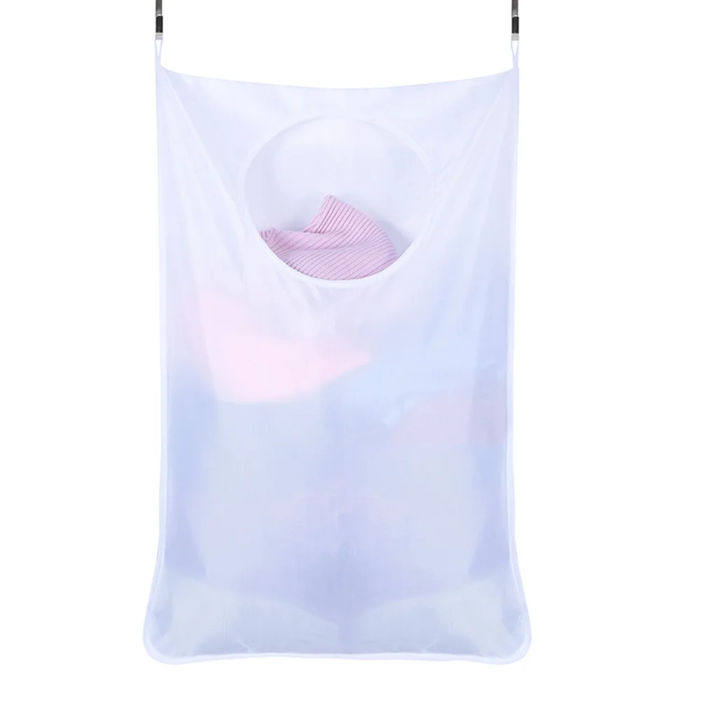 Подвесная корзина для белья сумка с дверными крючками из нержавеющей стали ткань Оксфорд рециркулирующая сумка J99Store - Цвет: White