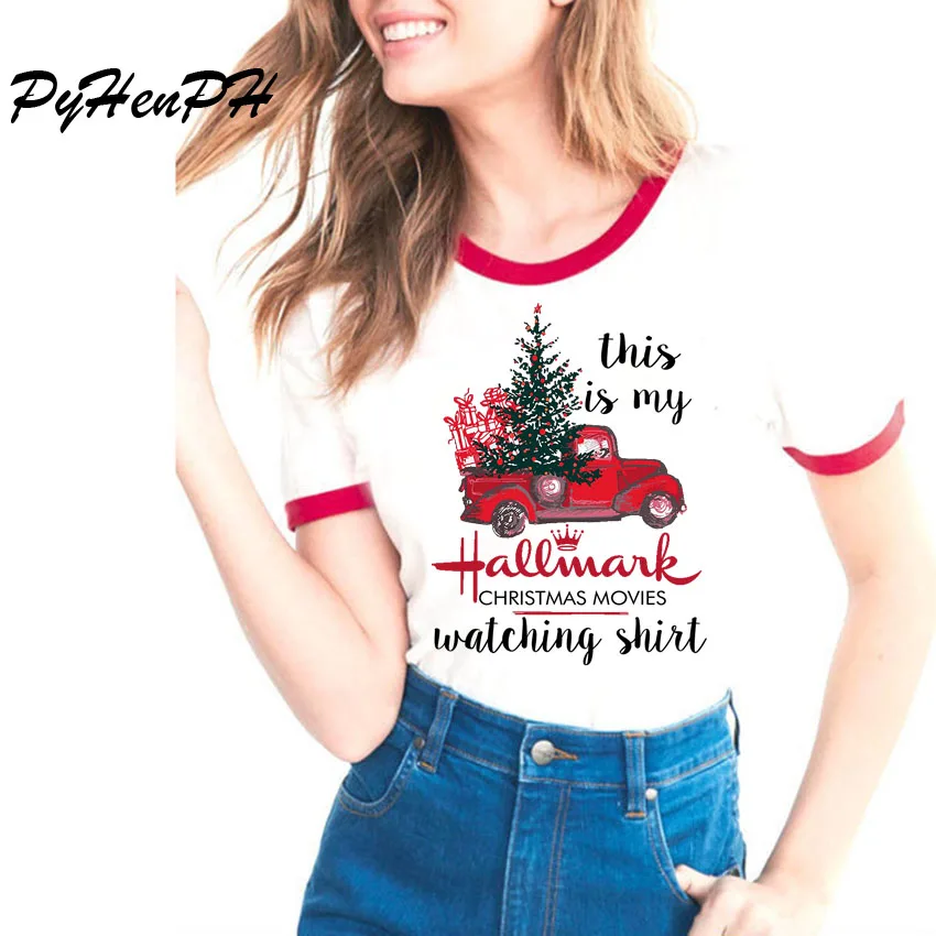 This Is My Hallmark Christmas Movies Watching Shirt Женская классная футболка с рождественским дизайном Винтажная Футболка летний топ
