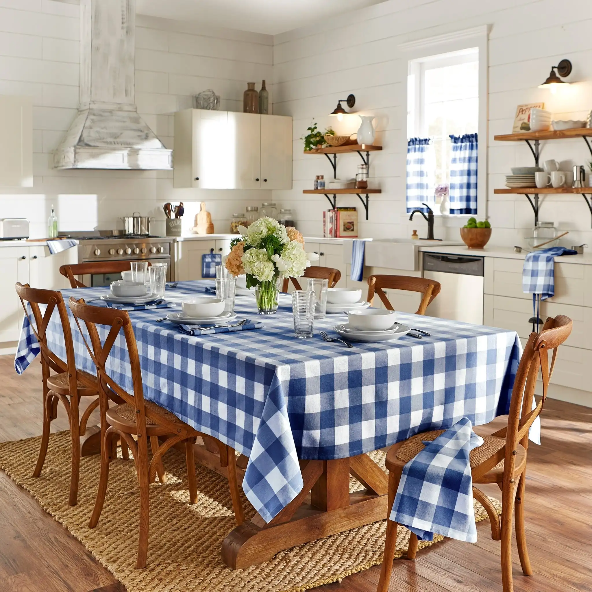 Plaid Table Cloth Modern Rectangle Cover Blue&ampWhite Tablecloth Home Kitchen Decoration For Party Mantel Mesa Decor | Дом и сад