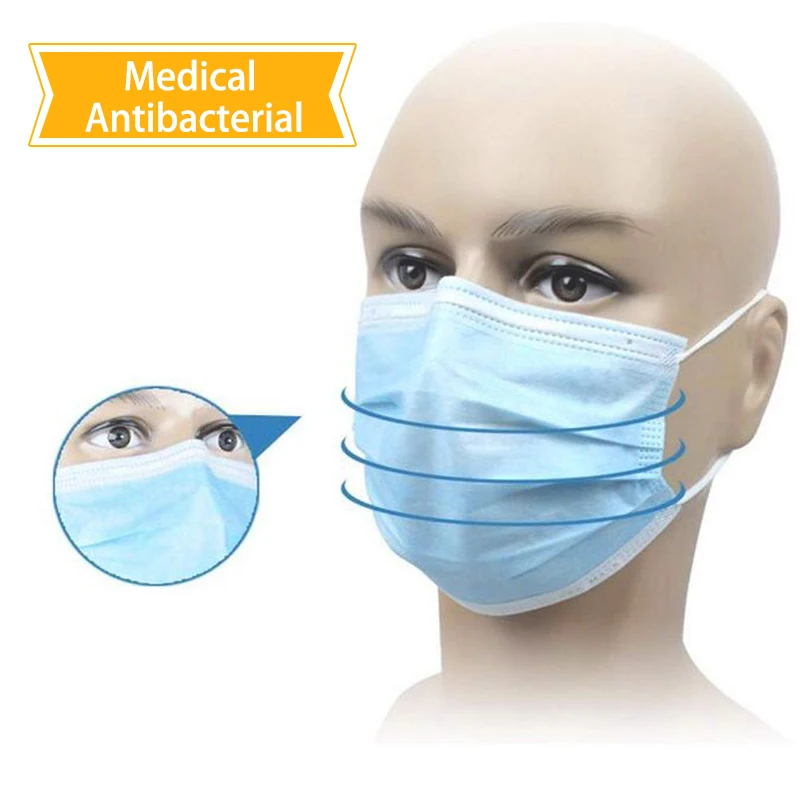 

Fast Shipping 50pcs Disposable Protective Mask 3 Layers Dustproof Facial Protective Cover Masks Cycling mask